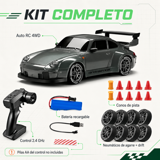 Zenbrya Drift R24 gris grafito con control, batería, neumáticos y conos
